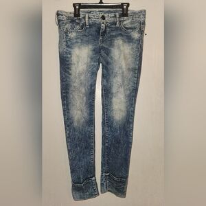 Decree Super Skinny Size 13 Acid Wash Distressed Cuffed Capri Jeans Size 3